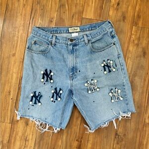 L.L. Bean Blue Denim Shorts with Embellishments